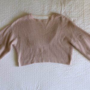 Pink Backless Sweater with Bell Sleeves